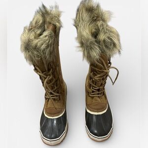 JBU Tan and Black Fur-Lined Winter Boots snow boots